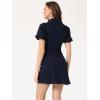 imageAllegra K Womens Denim Dress Button Down Pockets Puff Sleeve Collared Jean DressesDeep Blue