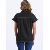 imageAllegra K Womens Denim Shirt Short Sleeve Button Down Classic Jean Shirt Summer TopsBlack