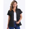 imageAllegra K Womens Denim Shirt Short Sleeve Button Down Classic Jean Shirt Summer TopsBlack
