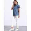 imageAllegra K Womens Denim Shirt Short Sleeve Button Down Classic Jean Shirt Summer TopsBlue