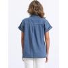 imageAllegra K Womens Denim Shirt Short Sleeve Button Down Classic Jean Shirt Summer TopsBlue