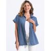 imageAllegra K Womens Denim Shirt Short Sleeve Button Down Classic Jean Shirt Summer TopsBlue