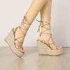 imageAllegra K Womens Espadrilles Platform Wedges Heel Lace Up SandalsRose Gold