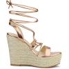 imageAllegra K Womens Espadrilles Platform Wedges Heel Lace Up SandalsRose Gold