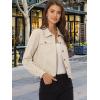 imageAllegra K Womens Faux Suede Jacket Point Collar Button Down Cropped Sanded Moto Biker CoatBeige