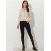 imageAllegra K Womens Faux Suede Jacket Point Collar Button Down Cropped Sanded Moto Biker CoatBeige