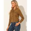 imageAllegra K Womens Faux Suede Jacket Point Collar Button Down Cropped Sanded Moto Biker CoatBrown