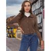 imageAllegra K Womens Faux Suede Jacket Point Collar Button Down Cropped Sanded Moto Biker CoatCoffee