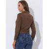 imageAllegra K Womens Faux Suede Jacket Point Collar Button Down Cropped Sanded Moto Biker CoatCoffee