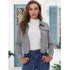 imageAllegra K Womens Faux Suede Jacket Point Collar Button Down Cropped Sanded Moto Biker CoatGrey
