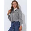imageAllegra K Womens Faux Suede Jacket Point Collar Button Down Cropped Sanded Moto Biker CoatGrey