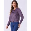 imageAllegra K Womens Faux Suede Jacket Point Collar Button Down Cropped Sanded Moto Biker CoatPurple