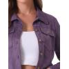 imageAllegra K Womens Faux Suede Jacket Point Collar Button Down Cropped Sanded Moto Biker CoatPurple