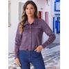 imageAllegra K Womens Faux Suede Jacket Point Collar Button Down Cropped Sanded Moto Biker CoatPurple