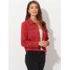 imageAllegra K Womens Faux Suede Jacket Point Collar Button Down Cropped Sanded Moto Biker CoatRed