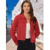 imageAllegra K Womens Faux Suede Jacket Point Collar Button Down Cropped Sanded Moto Biker CoatRed