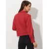 imageAllegra K Womens Faux Suede Jacket Point Collar Button Down Cropped Sanded Moto Biker CoatRed