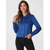 imageAllegra K Womens Faux Suede Jacket Point Collar Button Down Cropped Sanded Moto Biker CoatRoyal Blue