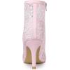 imageAllegra K Womens Floral Embroidered Stiletto Heels Lace Ankle BootsPink