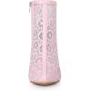 imageAllegra K Womens Floral Embroidered Stiletto Heels Lace Ankle BootsPink