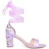 imageAllegra K Womens Floral Heels Satin Lace Up Chunky Heel SandalsPurple