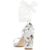 imageAllegra K Womens Floral Heels Satin Lace Up Chunky Heel SandalsWhite