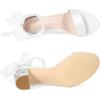 imageAllegra K Womens Floral Heels Satin Lace Up Chunky Heel SandalsWhite