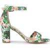 imageAllegra K Womens Floral Print Open Toe Block High Heels Summer SandalsGreen