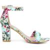 imageAllegra K Womens Floral Print Open Toe Block High Heels Summer SandalsMint Green