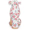 imageAllegra K Womens Floral Print Open Toe Block High Heels Summer SandalsRed White