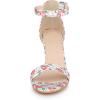 imageAllegra K Womens Floral Print Open Toe Block High Heels Summer SandalsRed White