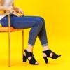 imageAllegra K Womens Front Zip Cut Out Chunky Heels Slingback Gladiator Heel SandalsBlack