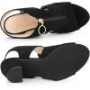 imageAllegra K Womens Front Zip Cut Out Chunky Heels Slingback Gladiator Heel SandalsBlack
