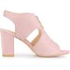 imageAllegra K Womens Front Zip Cut Out Chunky Heels Slingback Gladiator Heel SandalsLight Pink