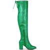 imageAllegra K Womens Glitter Boots Round Toe Chunky Heel Over the Knee High BootsGreen
