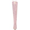 imageAllegra K Womens Glitter Boots Round Toe Chunky Heel Over the Knee High BootsPink