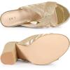 imageAllegra K Womens Glitter Mesh Slip on Chunky Heel Slide SandalsGold