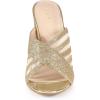 imageAllegra K Womens Glitter Mesh Slip on Chunky Heel Slide SandalsGold