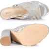imageAllegra K Womens Glitter Mesh Slip on Chunky Heel Slide SandalsSilver