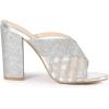 imageAllegra K Womens Glitter Mesh Slip on Chunky Heel Slide SandalsSilver