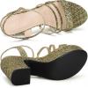 imageAllegra K Womens Glitter Sparkly Strappy Platform Chunky Heels SandalsGlitter Gold