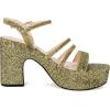 imageAllegra K Womens Glitter Sparkly Strappy Platform Chunky Heels SandalsGlitter Gold