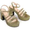 imageAllegra K Womens Glitter Sparkly Strappy Platform Chunky Heels SandalsGlitter Gold