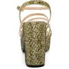 imageAllegra K Womens Glitter Sparkly Strappy Platform Chunky Heels SandalsGlitter Gold