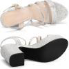 imageAllegra K Womens Glitter Sparkly Strappy Platform Chunky Heels SandalsGlitter Silver