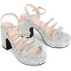 imageAllegra K Womens Glitter Sparkly Strappy Platform Chunky Heels SandalsGlitter Silver