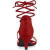 imageAllegra K Womens Kitten Heel Lace Up Open Toe SandalsRed