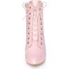 imageAllegra K Womens Lace Up Boots Pointed Toe Stiletto Heel Ankle BootsPink