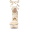 imageAllegra K Womens Lace Up Platform Block Heel SandalsBeige