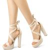 imageAllegra K Womens Lace Up Platform Block Heel SandalsBeige